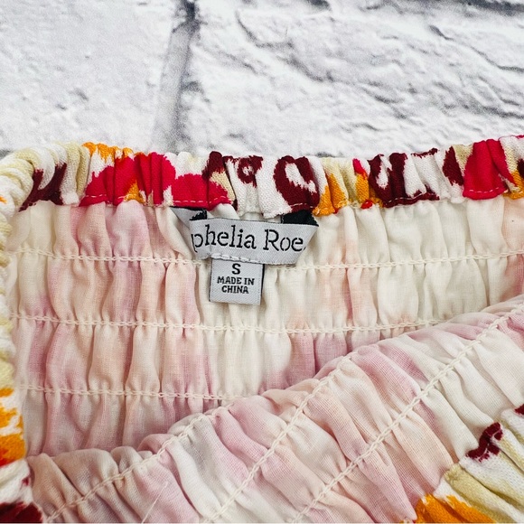 Ophelia Roe Skirt BOHO Womans Size Small Pink and Orange Smocked A-Line Maxi - Picture 3 of 9